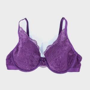 Soma Lightest Lift Lace Plunge Bra 36C New Women Underwire lined purple